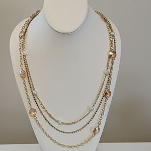 3 Strand Gold Colored Necklace